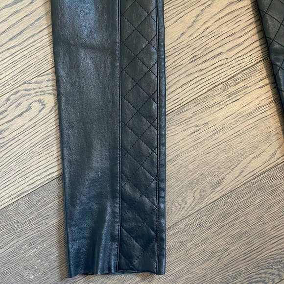 Black stretch leather biker-style leggings - Picture 3 of 4